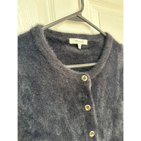 Madewell Hewitt Fuzzy Cardigan Sweater button down Black small - Picture 12 of 14